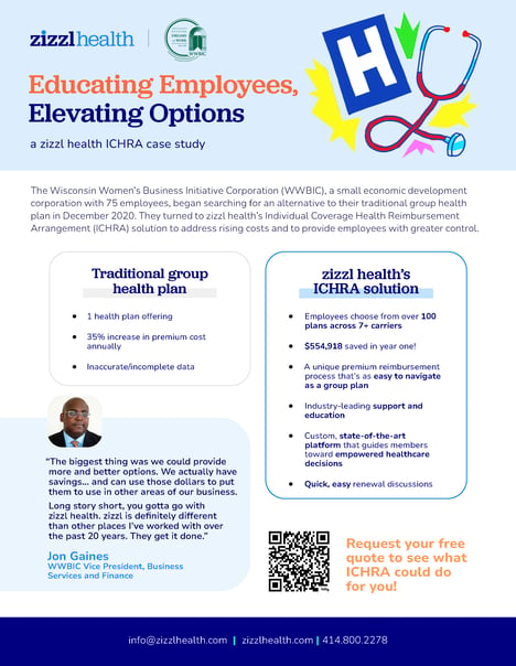 WWBIC ICHRA case study showing $554,918 in first-year savings and expanded employee choice from more than 100 health plans.